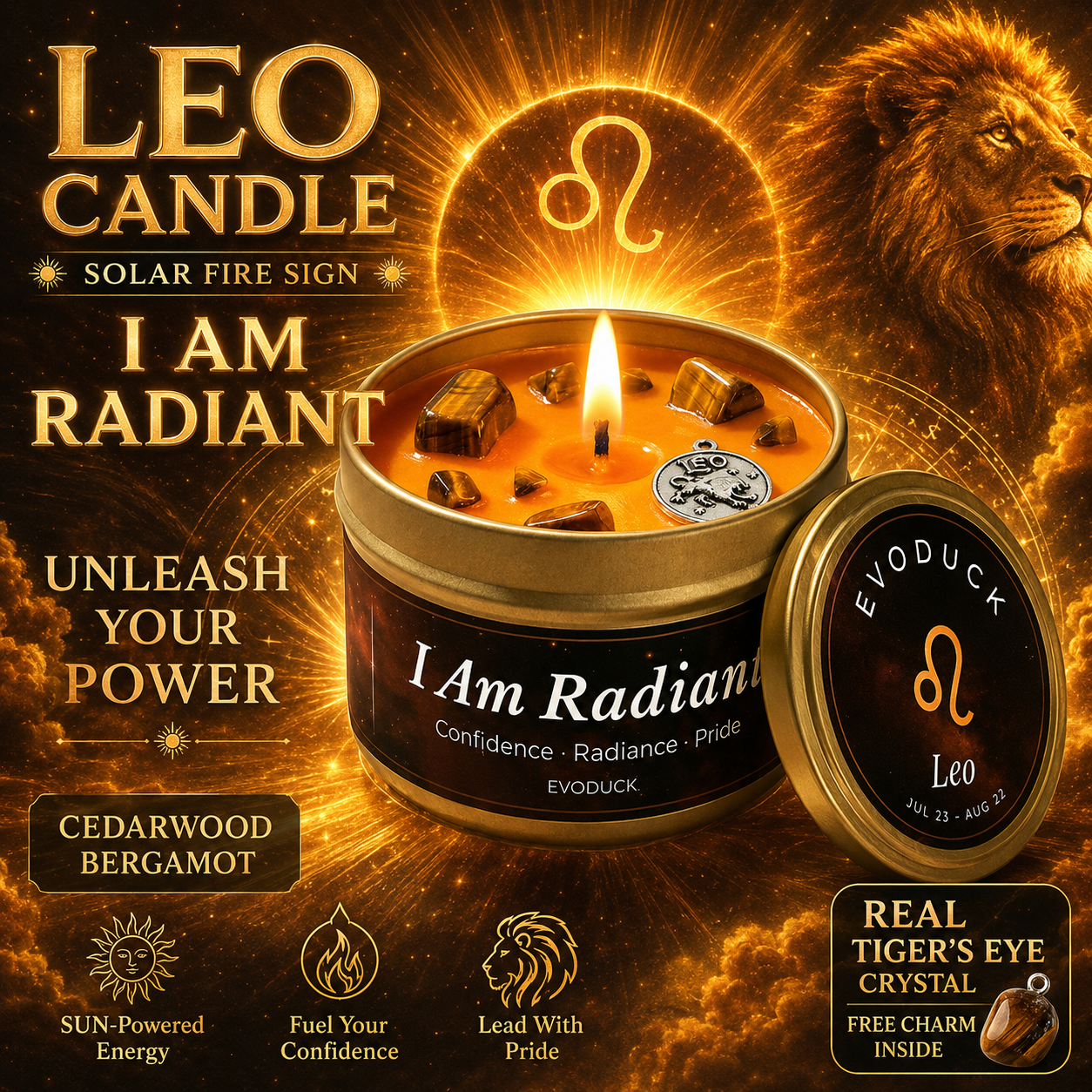 Home Fragrance Scented Candle - Leo Zodiac Scented Candle, Cedarwood Bergamot,