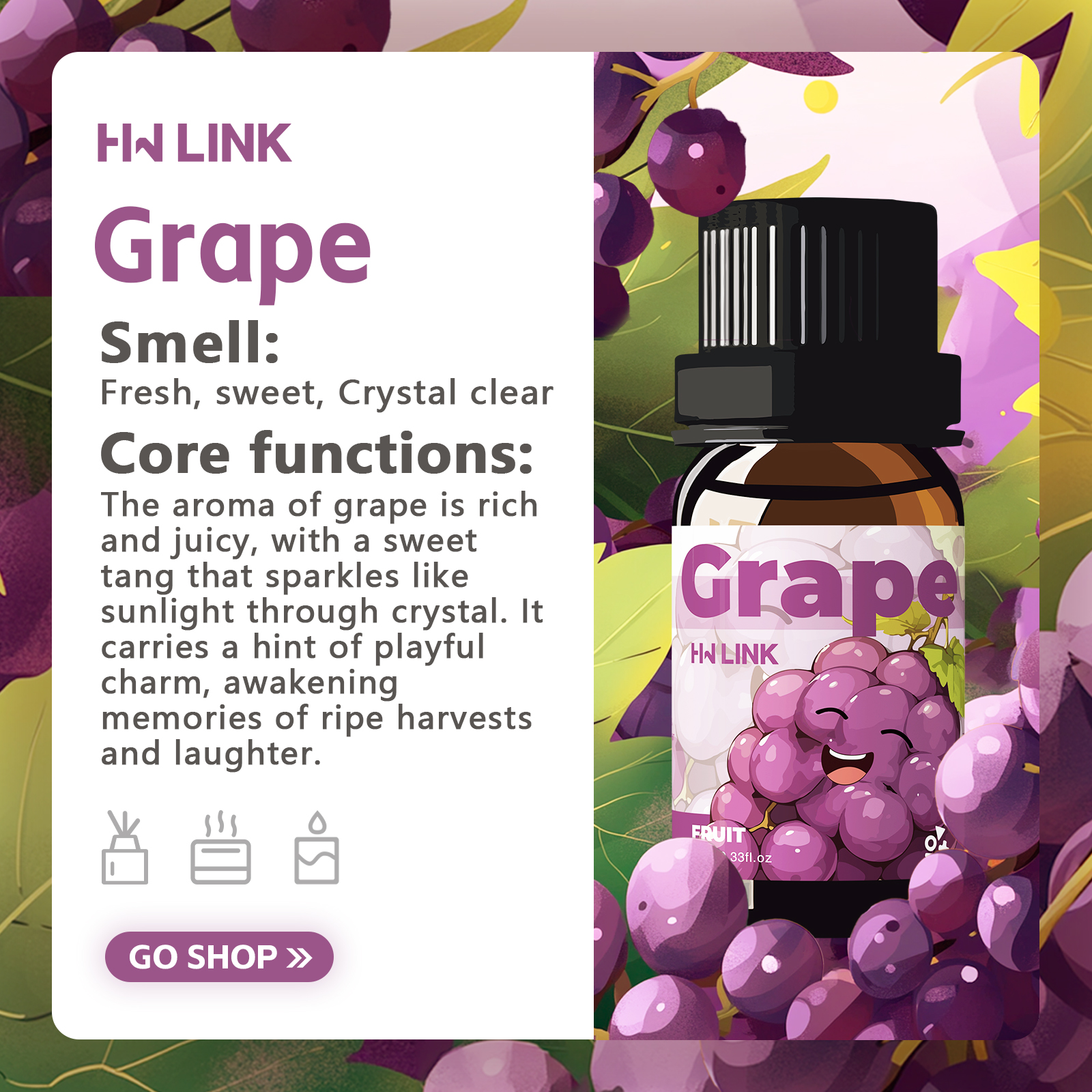 Grape Essential Oil 10ml Perfu - Home Fragrance Us recension och pris