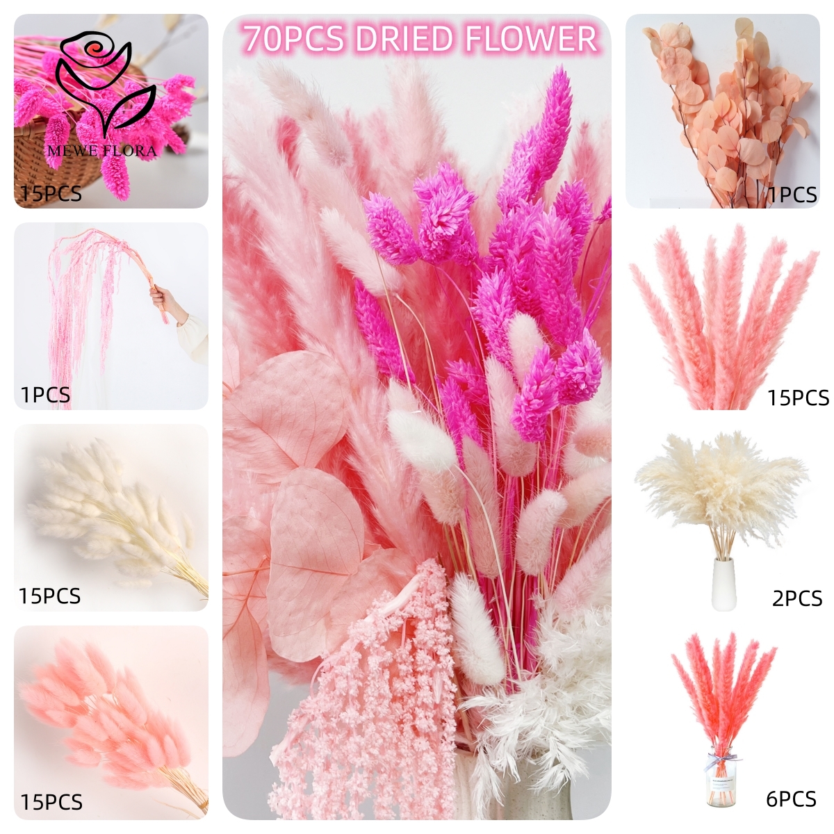 Natural Pampas Pink Dried Flow - Potpourri Dried Flower recension och pris